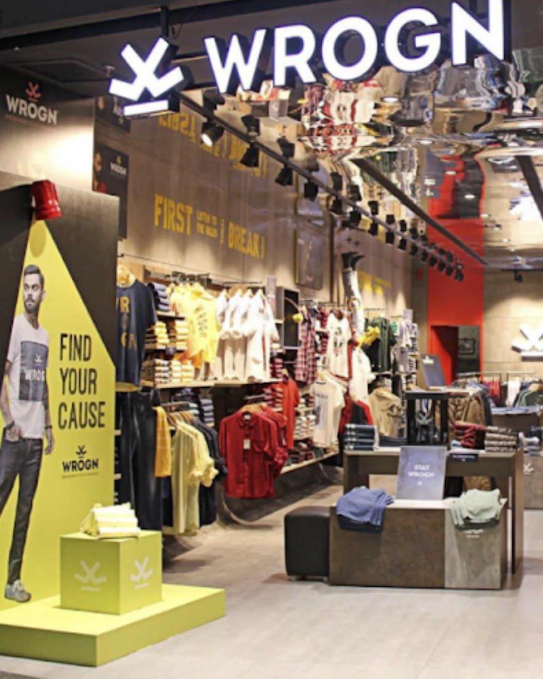 Wrogn retail store interior designed by JUMPINGGOOSE, showcasing bold visual merchandising and immersive brand-led store experience.