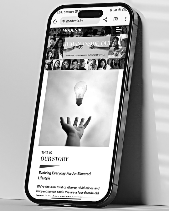 Website design websites work for Modenik by JUMPINGGOOSE using a mobile view to showcase clean web design services and UX refinement.