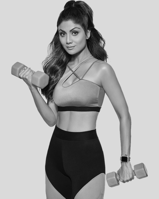 Shilpa Shetty brand identity project by JUMPINGGOOSE with a fitness-themed visual illustrating branding and identity design.