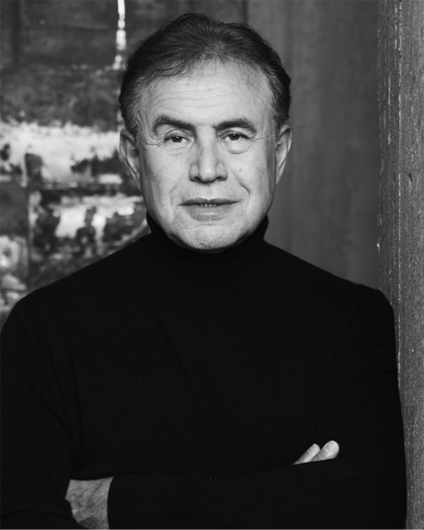 Black and white portrait used for Nouriel Roubini website design and personal brand identity